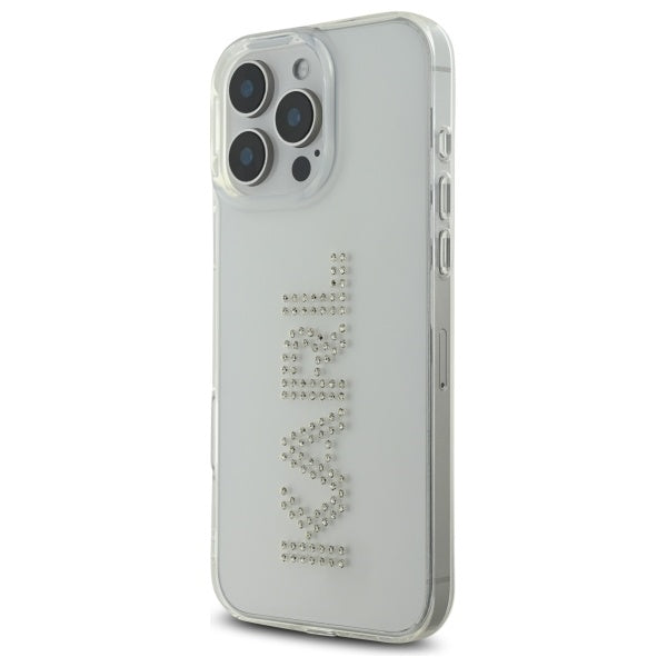 Husa pentru Apple iPhone 16 Pro Max, Karl Lagerfeld, IML Rhinestones Transparent Logo, Transparenta