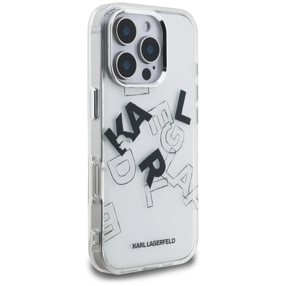 Husa pentru Apple iPhone 16 Pro Max, Karl Lagerfeld, IML Sketched Graphic Logo, Transparenta