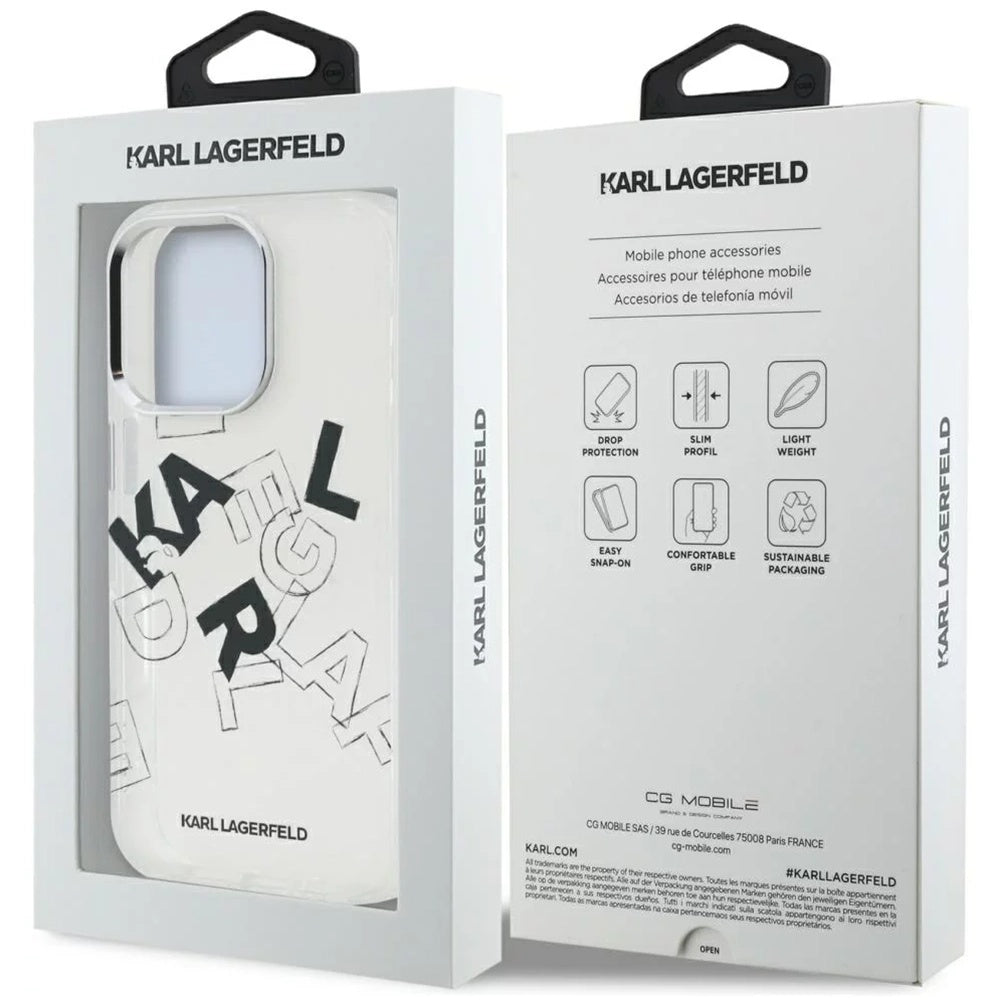 Husa pentru Apple iPhone 16 Pro Max, Karl Lagerfeld, IML Sketched Graphic Logo, Transparenta