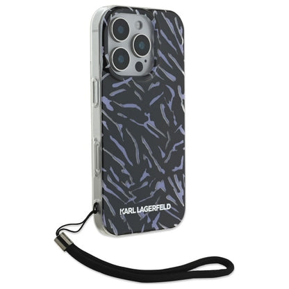 Husa pentru Apple iPhone 16 Pro Max, Karl Lagerfeld, Zebra with Cord Strap, Mov
