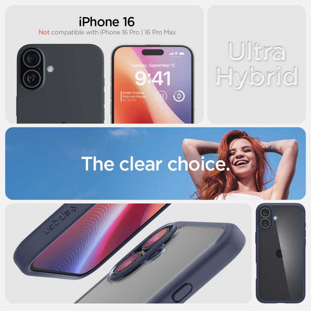 Husa pentru Apple iPhone 16, Spigen, Ultra Hybrid, Bleumarin