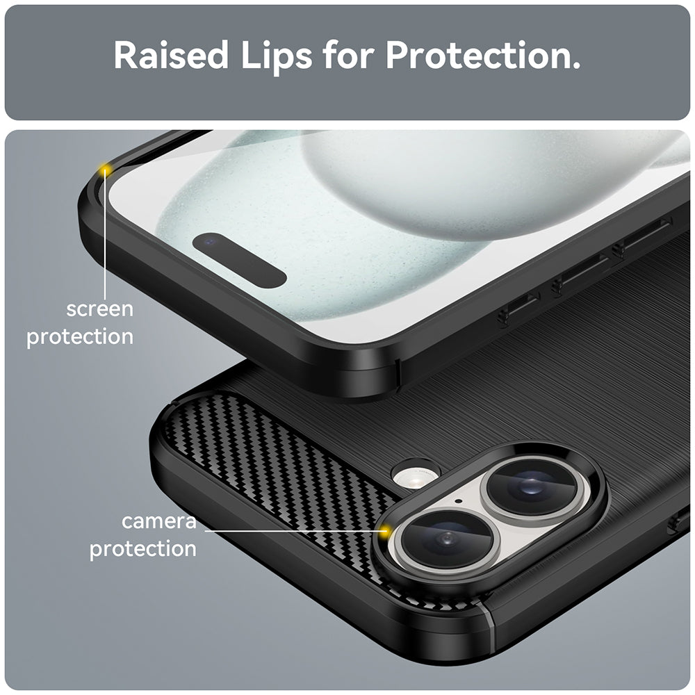 Husa pentru Apple iPhone 16, Techsuit, Carbon, Neagra