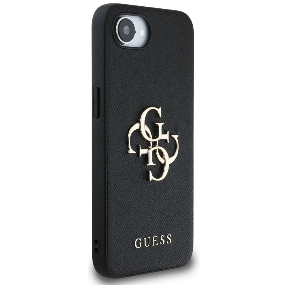 Husa pentru Apple iPhone 16e, Guess, 4G Grained Big and Classic Logo, Neagra