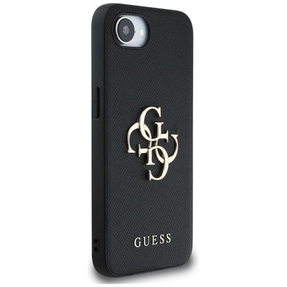 Husa pentru Apple iPhone 16e, Guess, 4G Grained Big and Classic Logo, Neagra