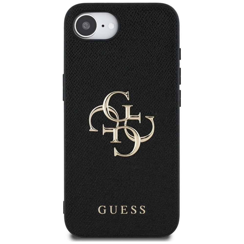 Husa pentru Apple iPhone 16e, Guess, 4G Grained Big and Classic Logo, Neagra