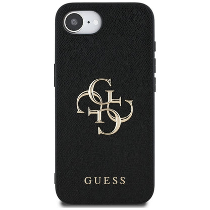Husa pentru Apple iPhone 16e, Guess, 4G Grained Big and Classic Logo, Neagra