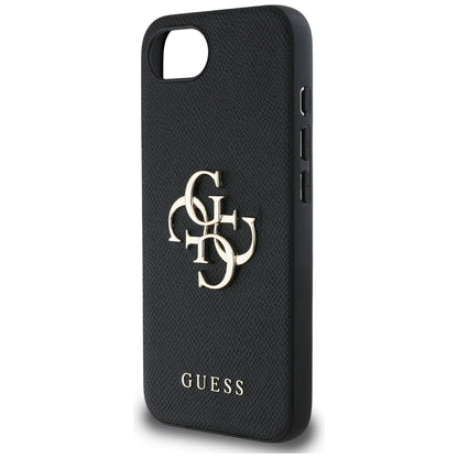 Husa pentru Apple iPhone 16e, Guess, 4G Grained Big and Classic Logo, Neagra