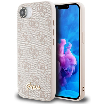 Husa pentru Apple iPhone 16e, Guess, 4G Script Logo, Roz