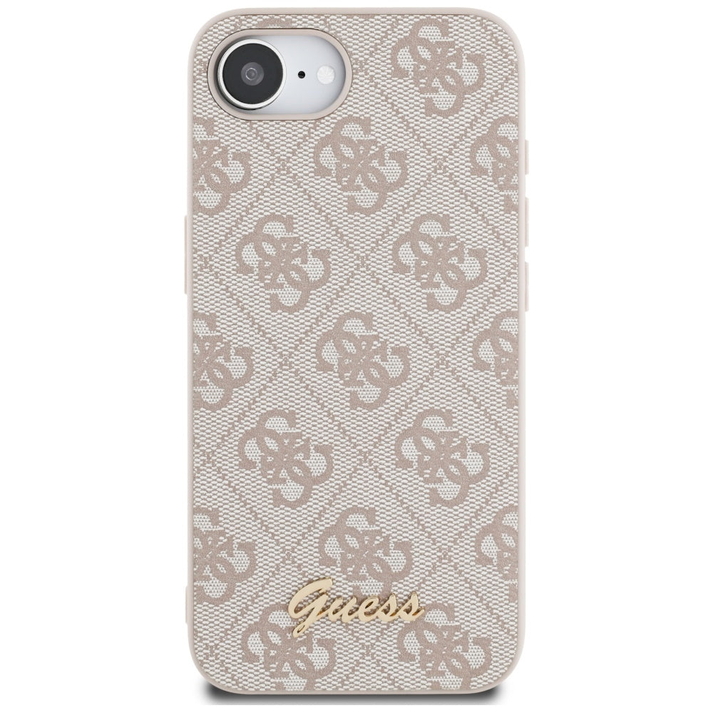 Husa pentru Apple iPhone 16e, Guess, 4G Script Logo, Roz