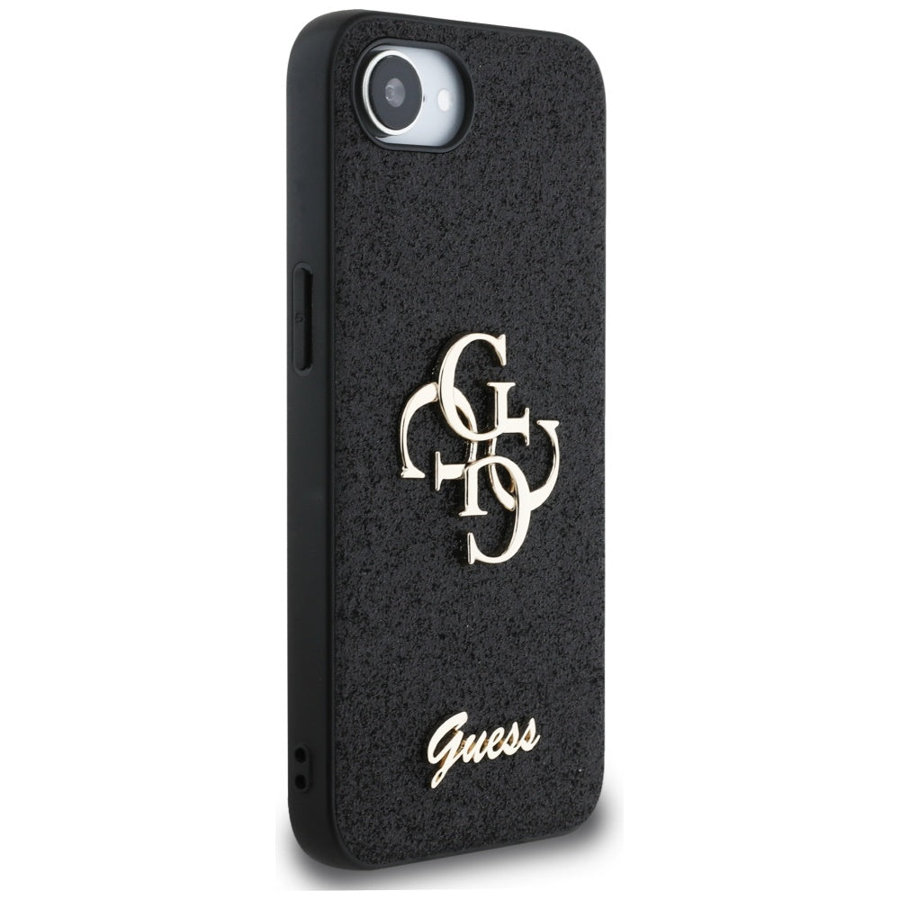 Husa pentru Apple iPhone 16e, Guess, Fixed Glitter Big 4G, Neagra