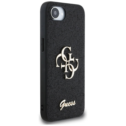 Husa pentru Apple iPhone 16e, Guess, Fixed Glitter Big 4G, Neagra