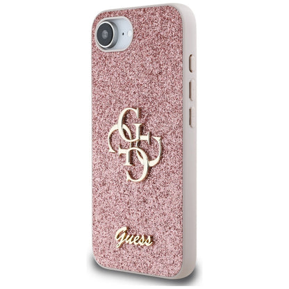 Husa pentru Apple iPhone 16e, Guess, Fixed Glitter Big 4G, Roz