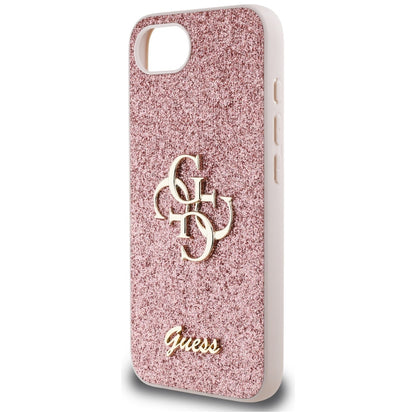 Husa pentru Apple iPhone 16e, Guess, Fixed Glitter Big 4G, Roz