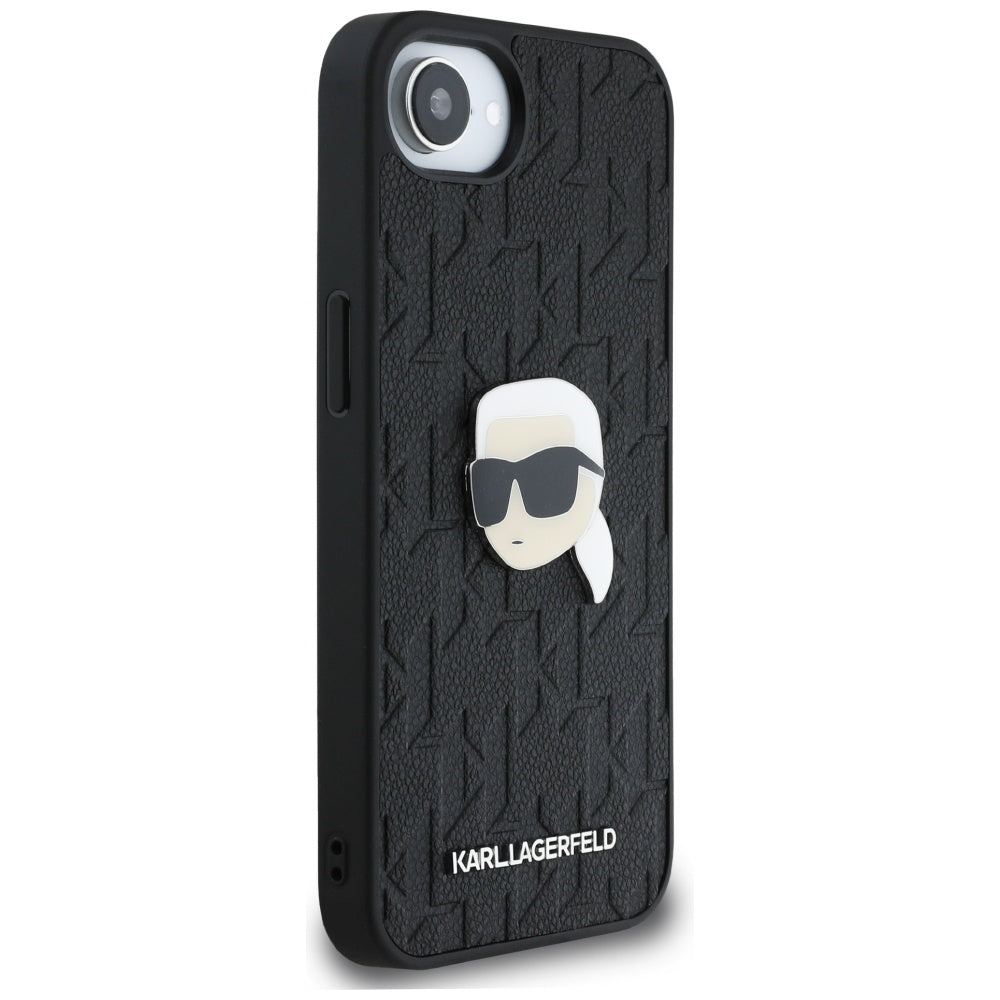 Husa pentru Apple iPhone 16e, Karl Lagerfeld, Monogram Karl's Head, Neagra