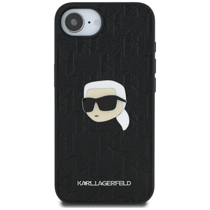 Husa pentru Apple iPhone 16e, Karl Lagerfeld, Monogram Karl's Head, Neagra