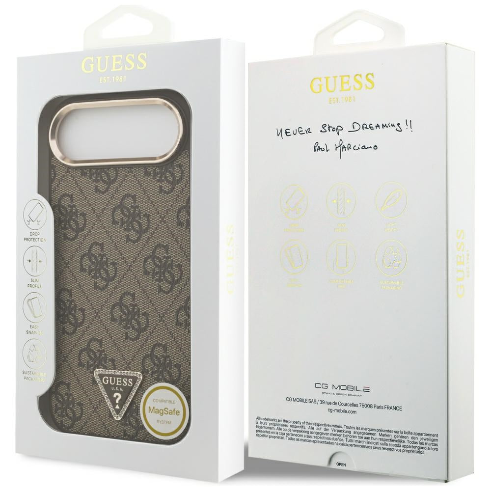 Husa pentru Apple iPhone 17 Air, Guess, 4G Triangle Logo, Maro Aurie