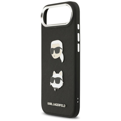Husa pentru Apple iPhone 17 Air, Karl Lagerfeld, Grained Karl & Choupette's Heads Pins and Logo, Neagra