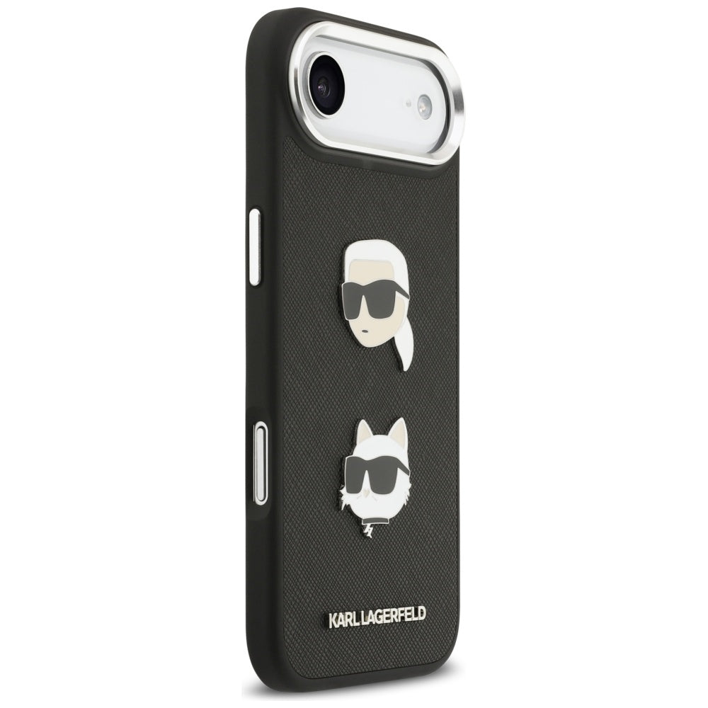 Husa pentru Apple iPhone 17 Air, Karl Lagerfeld, Grained Karl & Choupette's Heads Pins and Logo, Neagra