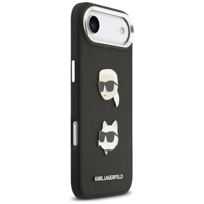 Husa pentru Apple iPhone 17 Air, Karl Lagerfeld, Grained Karl & Choupette's Heads Pins and Logo, Neagra