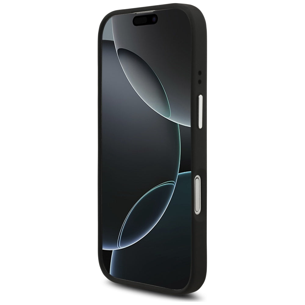 Husa pentru Apple iPhone 17, Guess, 4G Grained Big and Classic Logo, Neagra Argintie