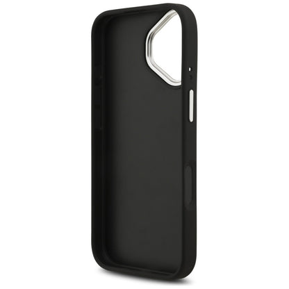 Husa pentru Apple iPhone 17, Guess, 4G Grained Big and Classic Logo, Neagra Argintie