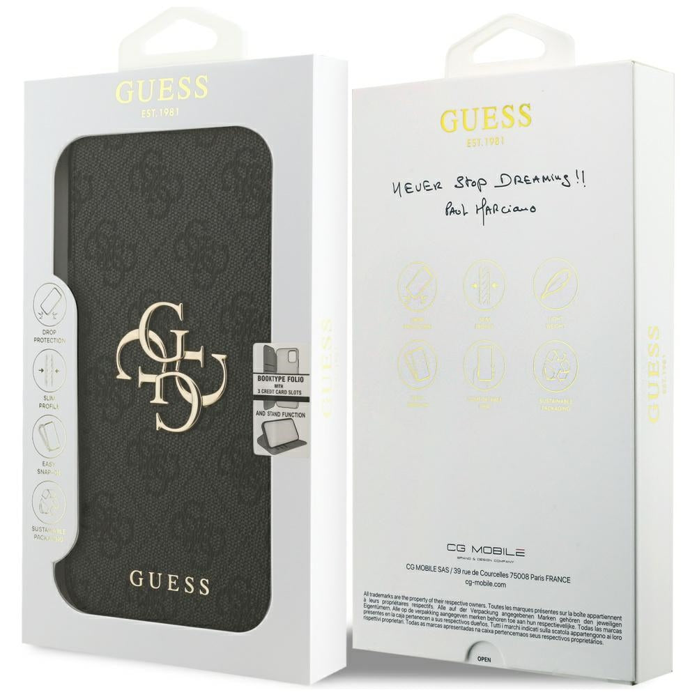Husa pentru Apple iPhone 17, Guess, 4G Metal Logo, Neagra