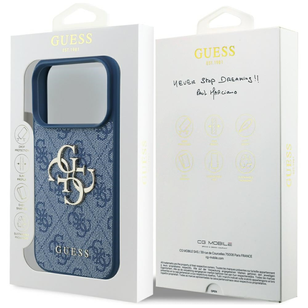 Husa pentru Apple iPhone 17 Pro, Guess, 4G Big Logo, Albastra