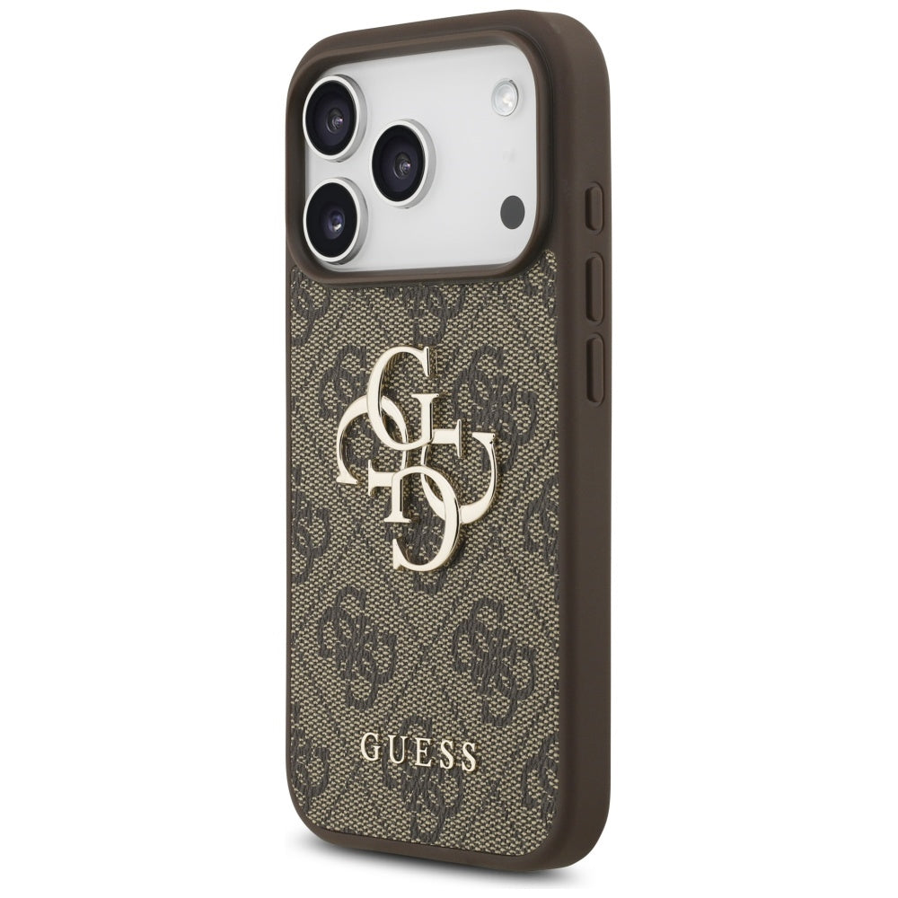 Husa pentru Apple iPhone 17 Pro, Guess, 4G Classic Logo with Pearl Strap, Maro