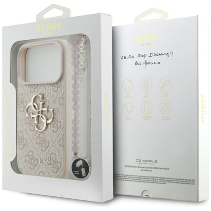 Husa pentru Apple iPhone 17 Pro, Guess, 4G Classic Logo with Strap, Roz