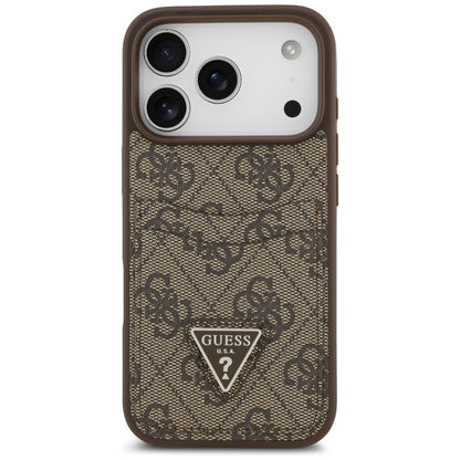Husa pentru Apple iPhone 17 Pro, Guess, 4G Double Card Triangle, Maro