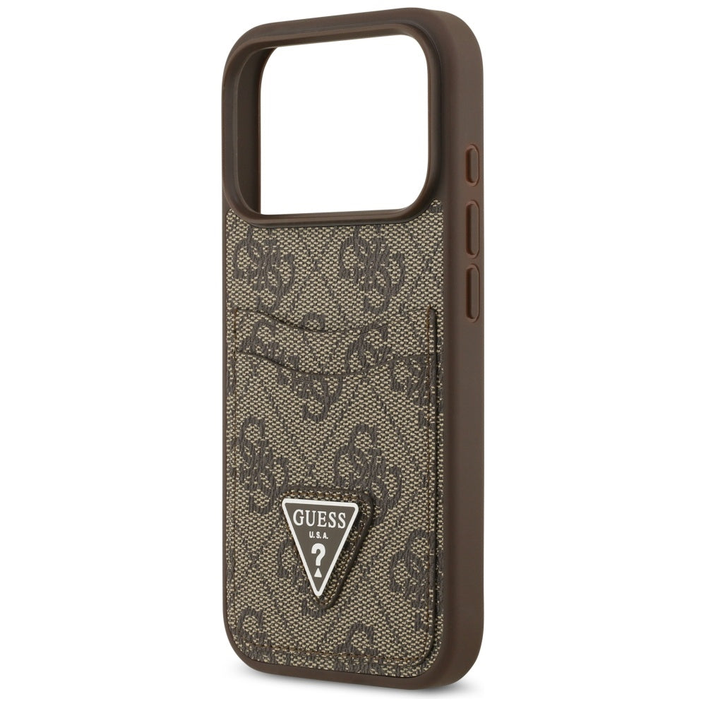 Husa pentru Apple iPhone 17 Pro, Guess, 4G Double Card Triangle, Maro