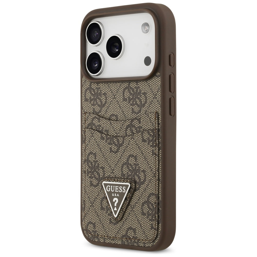Husa pentru Apple iPhone 17 Pro, Guess, 4G Double Card Triangle, Maro