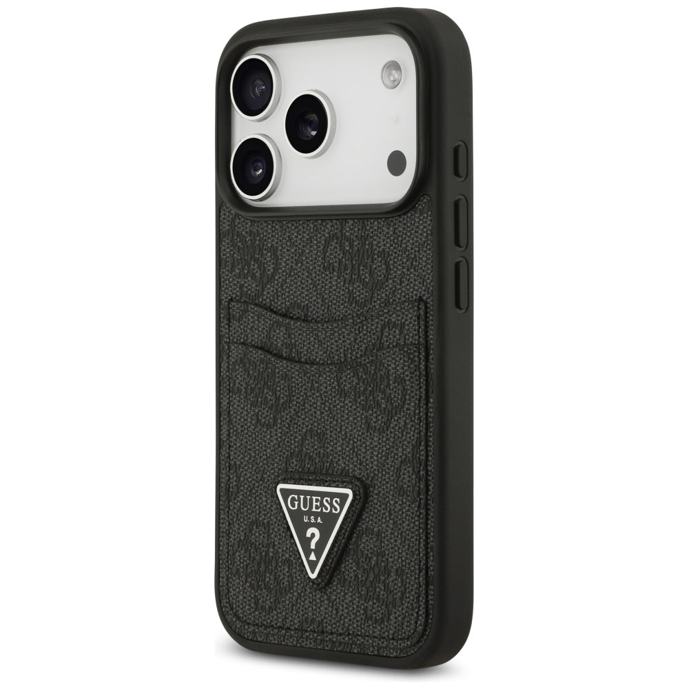 Husa pentru Apple iPhone 17 Pro, Guess, 4G Double Card Triangle, Neagra
