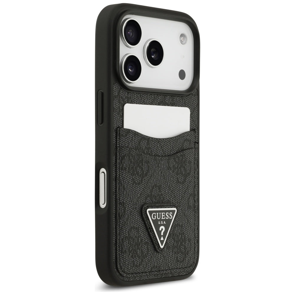 Husa pentru Apple iPhone 17 Pro, Guess, 4G Double Card Triangle, Neagra