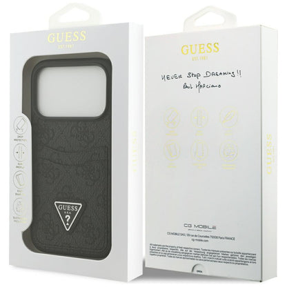 Husa pentru Apple iPhone 17 Pro, Guess, 4G Double Card Triangle, Neagra