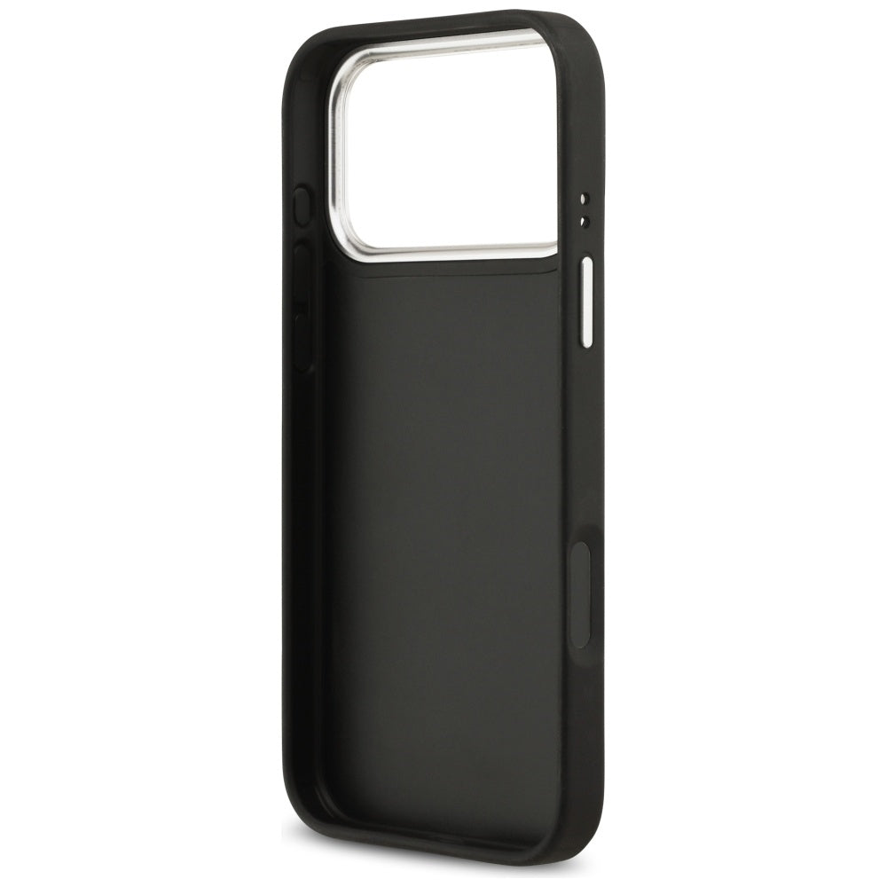 Husa pentru Apple iPhone 17 Pro, Guess, 4G Grained Big and Classic Logo, Neagra Argintie