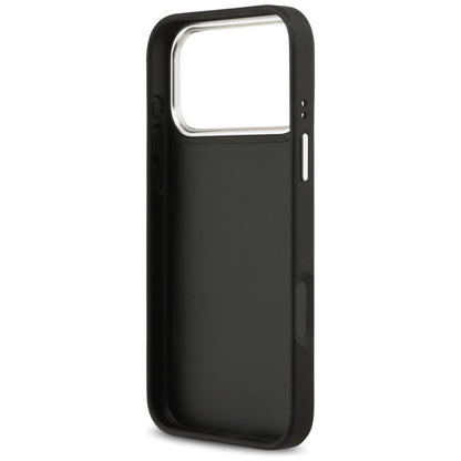 Husa pentru Apple iPhone 17 Pro, Guess, 4G Grained Big and Classic Logo, Neagra Argintie