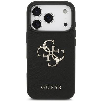 Husa pentru Apple iPhone 17 Pro, Guess, 4G Grained Big and Classic Logo, Neagra