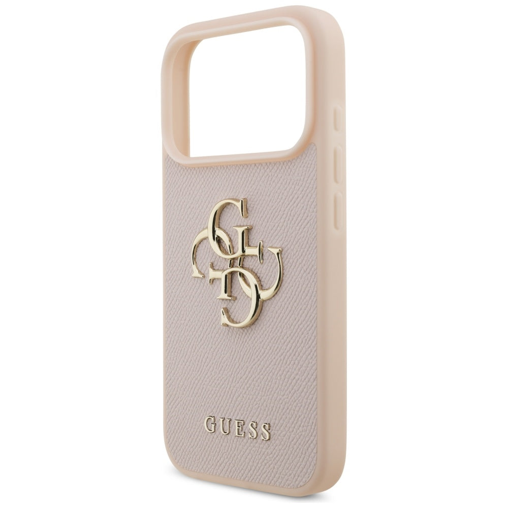 Husa pentru Apple iPhone 17 Pro, Guess, 4G Grained Big and Classic Logo, Roz