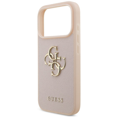 Husa pentru Apple iPhone 17 Pro, Guess, 4G Grained Big and Classic Logo, Roz