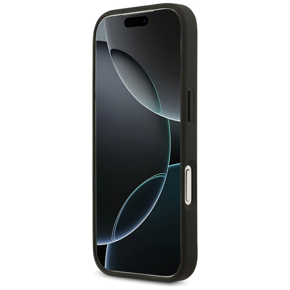 Husa pentru Apple iPhone 17 Pro, Guess, 4G Grained Roses Big Logo, Neagra