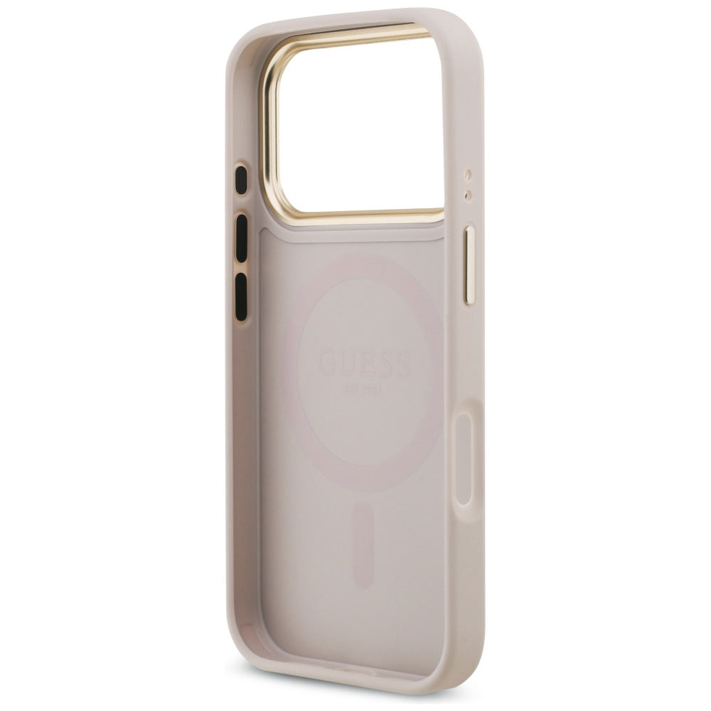Husa pentru Apple iPhone 17 Pro, Guess, 4G Strass Logo and Big Strap, Roz