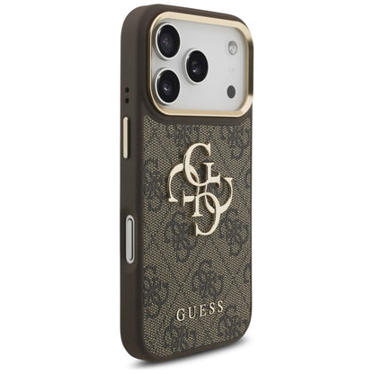 Husa pentru Apple iPhone 17 Pro, Guess, Big 4G Classic Logo with Big Strap, Maro