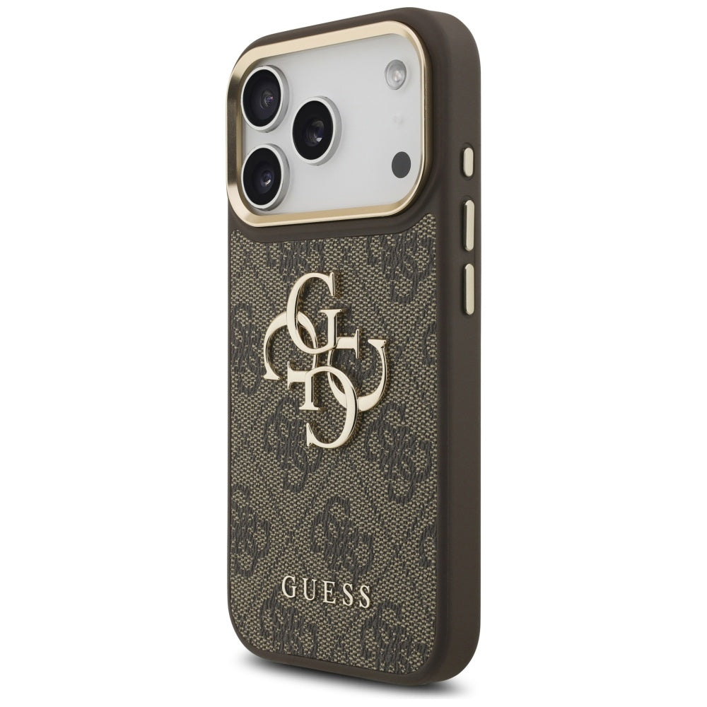 Husa pentru Apple iPhone 17 Pro, Guess, Big 4G Classic Logo with Big Strap, Maro