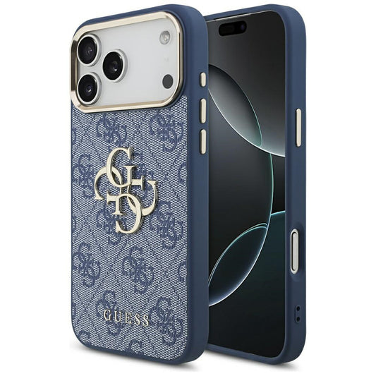 Husa pentru Apple iPhone 17 Pro, Guess, Big 4G Logo Classic, Albastra Aurie