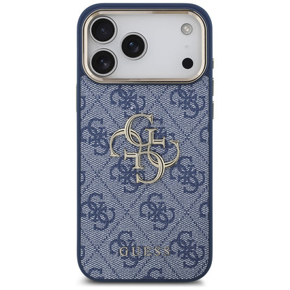 Husa pentru Apple iPhone 17 Pro, Guess, Big 4G Logo Classic, Albastra Aurie