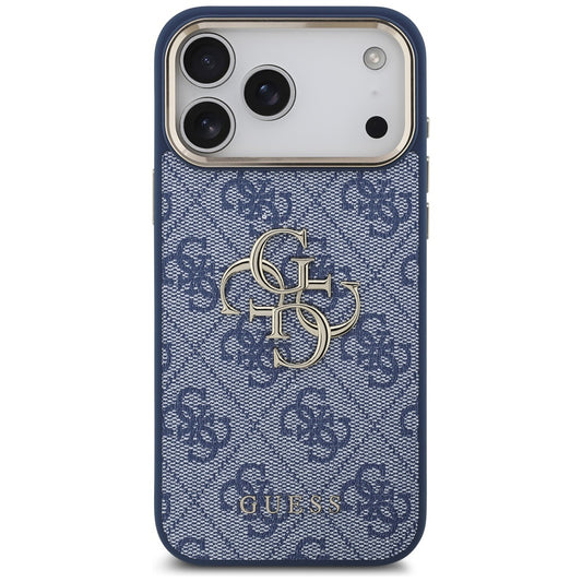 Husa pentru Apple iPhone 17 Pro, Guess, Big 4G Logo Classic, Albastra Aurie