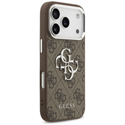 Husa pentru Apple iPhone 17 Pro, Guess, Big 4G Logo Classic, Maro Argintie