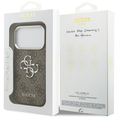 Husa pentru Apple iPhone 17 Pro, Guess, Big 4G Logo Classic, Maro Argintie
