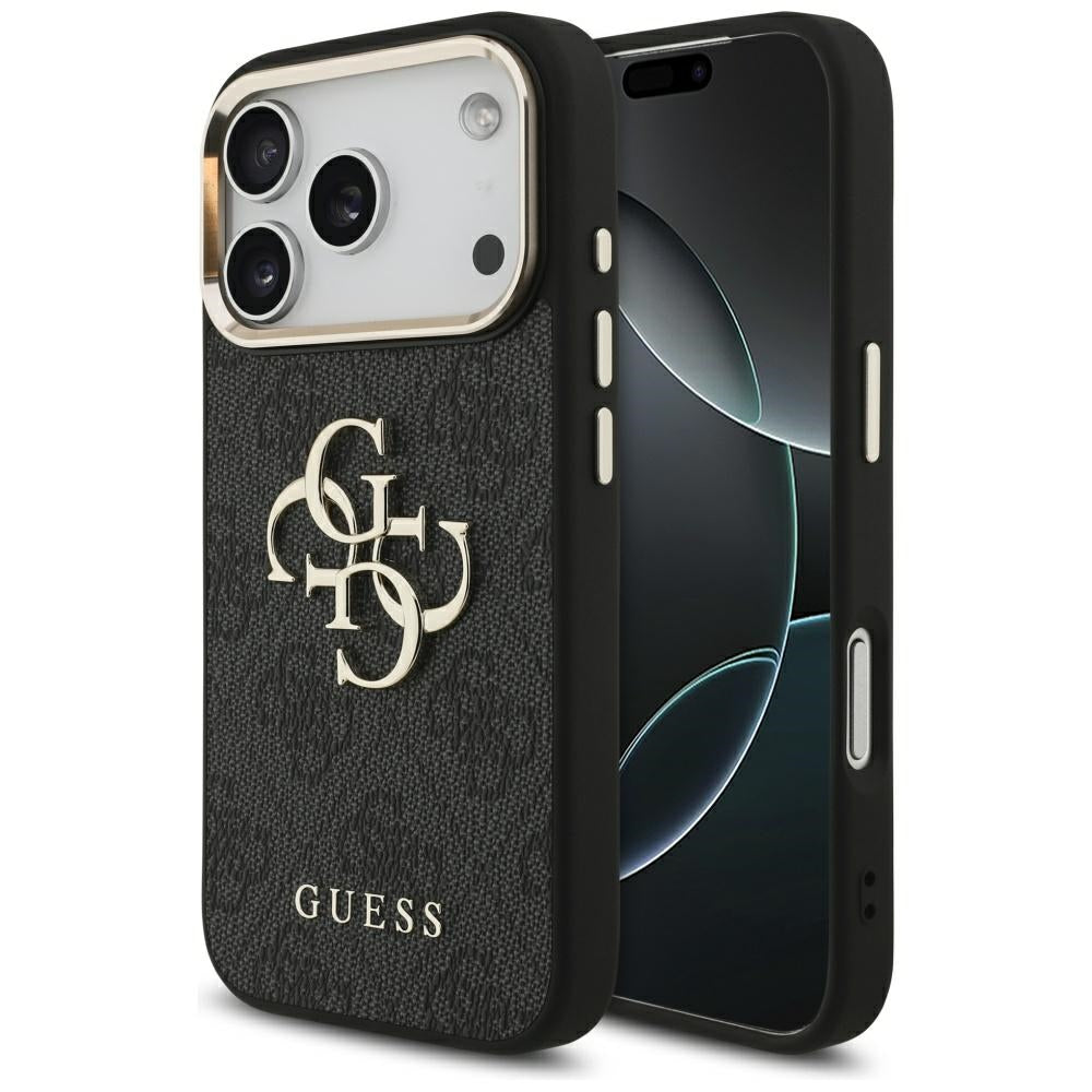 Husa pentru Apple iPhone 17 Pro, Guess, Big 4G Logo Classic, Neagra Aurie
